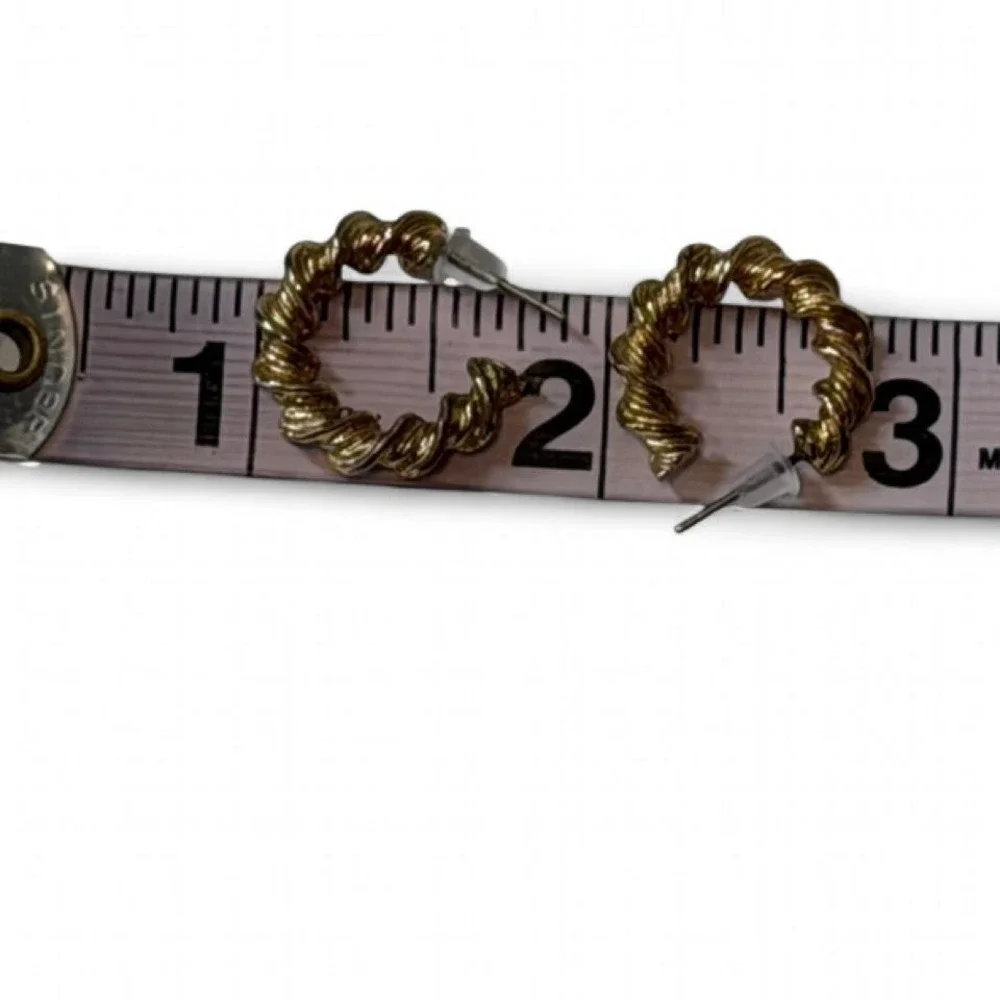 Gold Tone Twisted‎ Rope Hoop Earrings